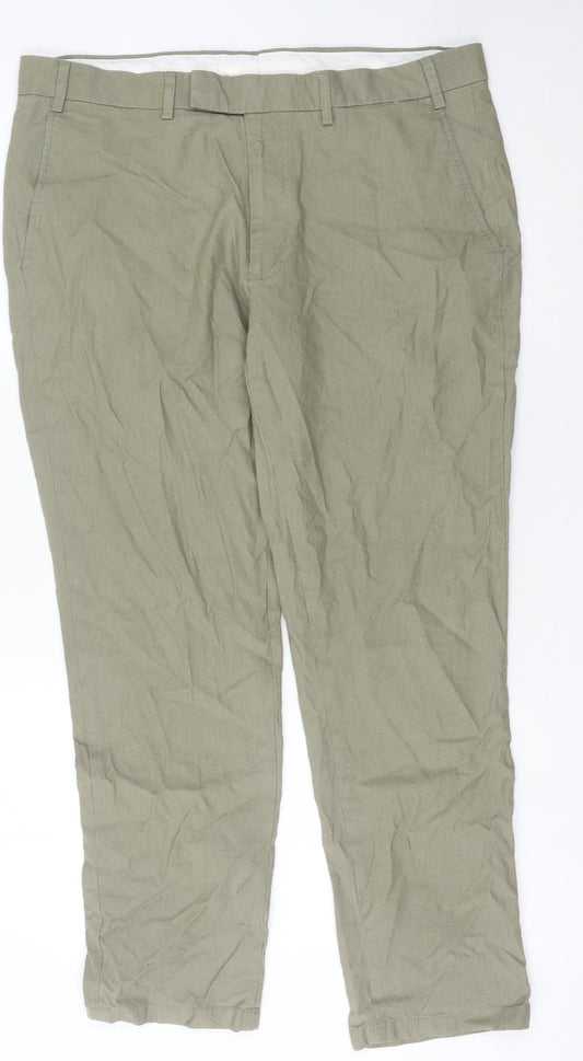 Brook Taverner Men's Beige Linen Blend Chino Trousers 38S