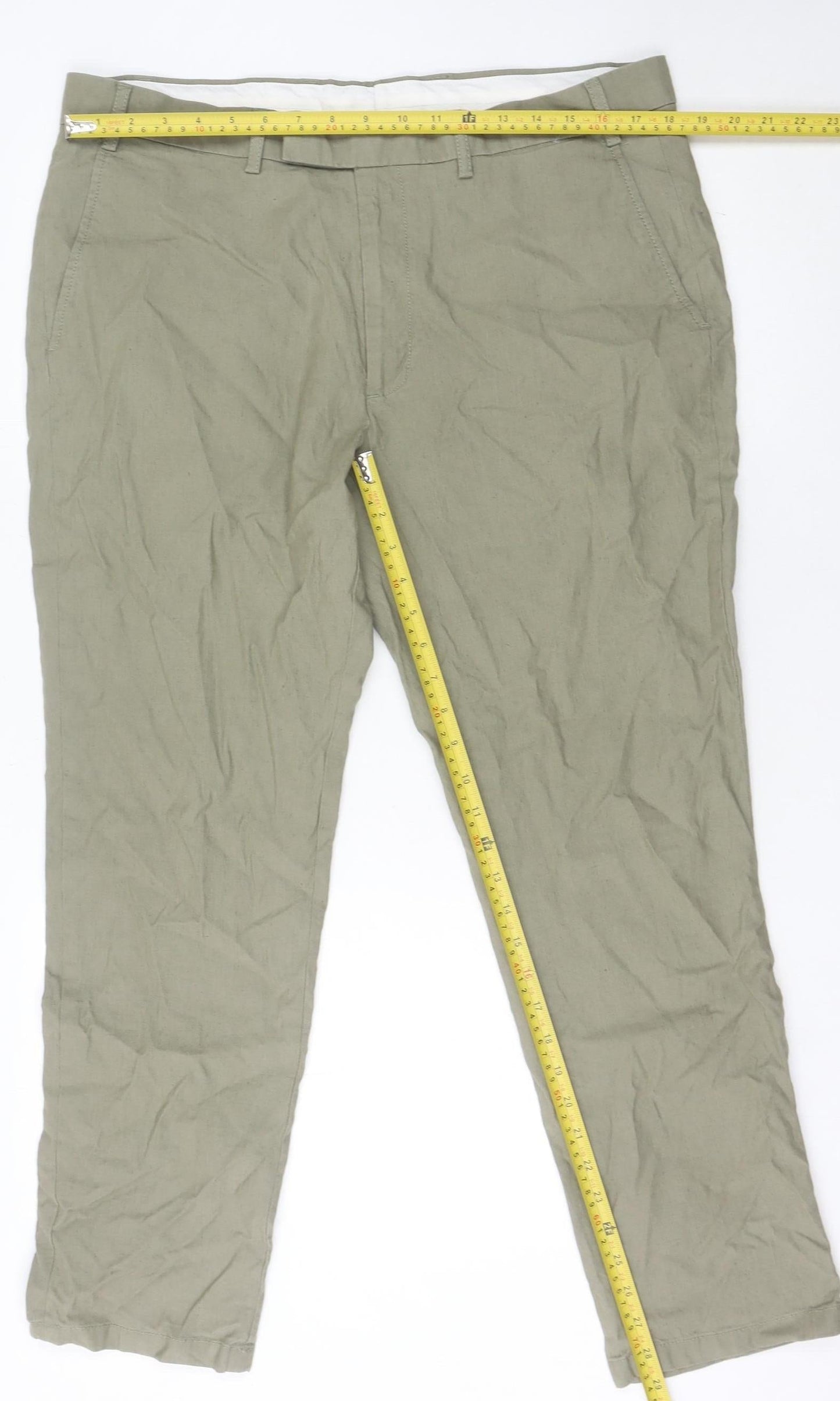 Brook Taverner Men's Beige Linen Blend Chino Trousers 38S