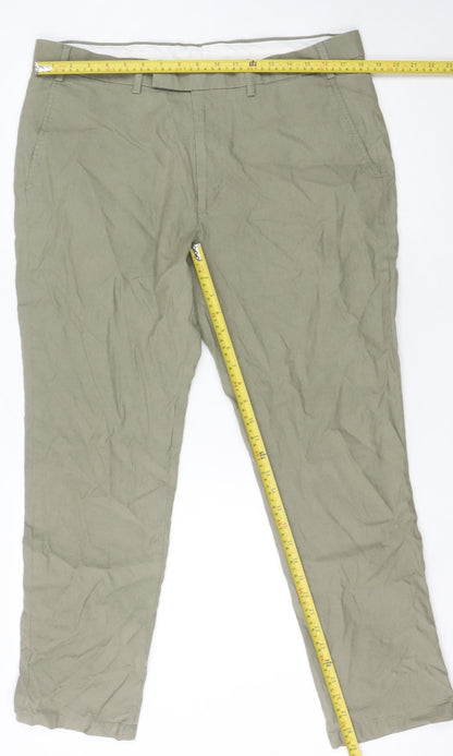 Brook Taverner Men's Beige Linen Blend Chino Trousers 38S