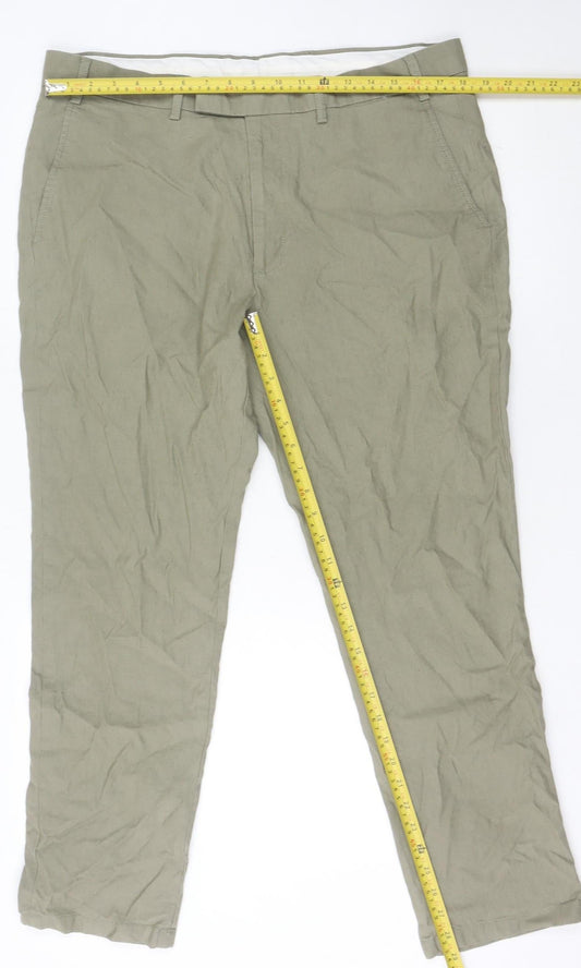 Brook Taverner Men's Beige Linen Blend Chino Trousers 38S