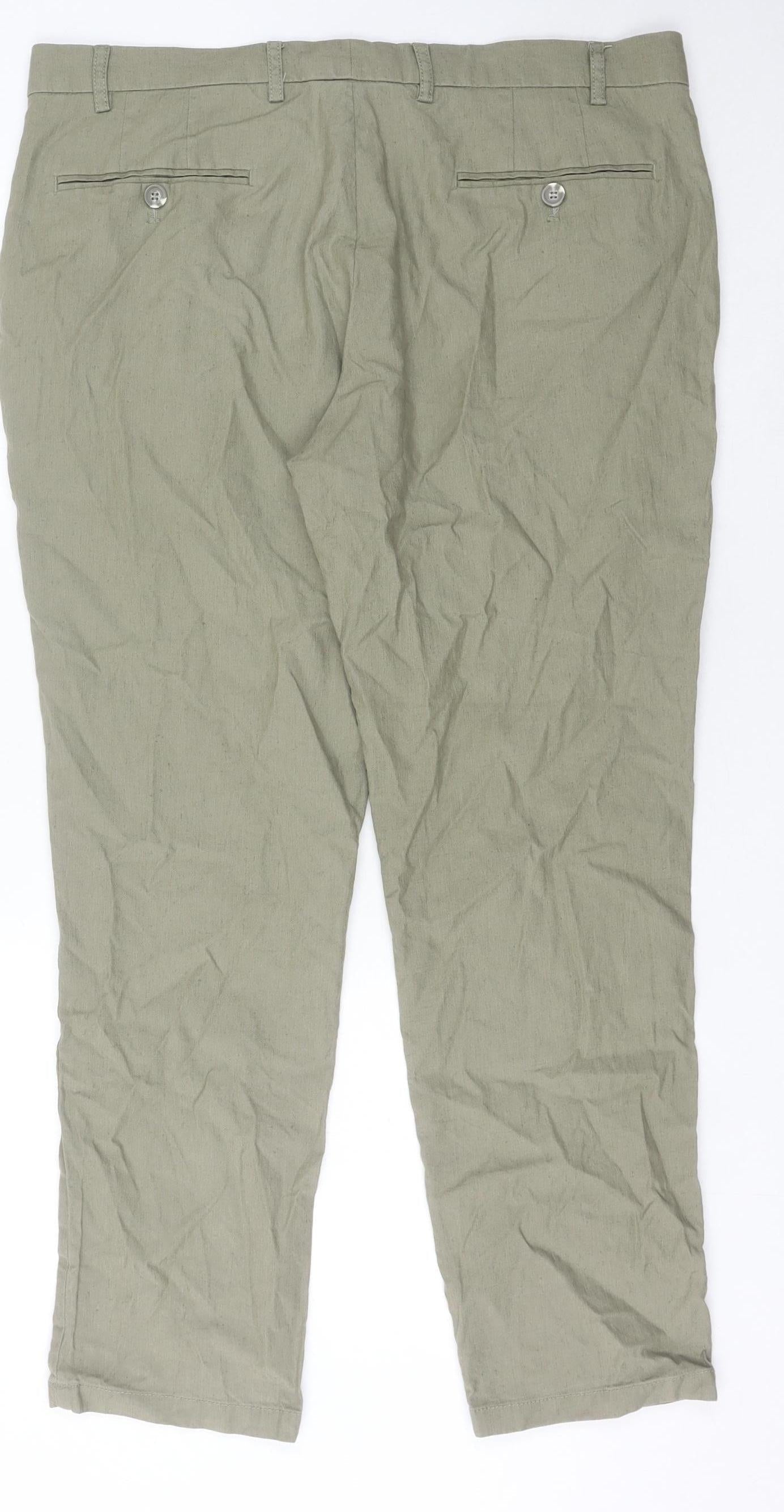 Brook Taverner Men's Beige Linen Blend Chino Trousers 38S