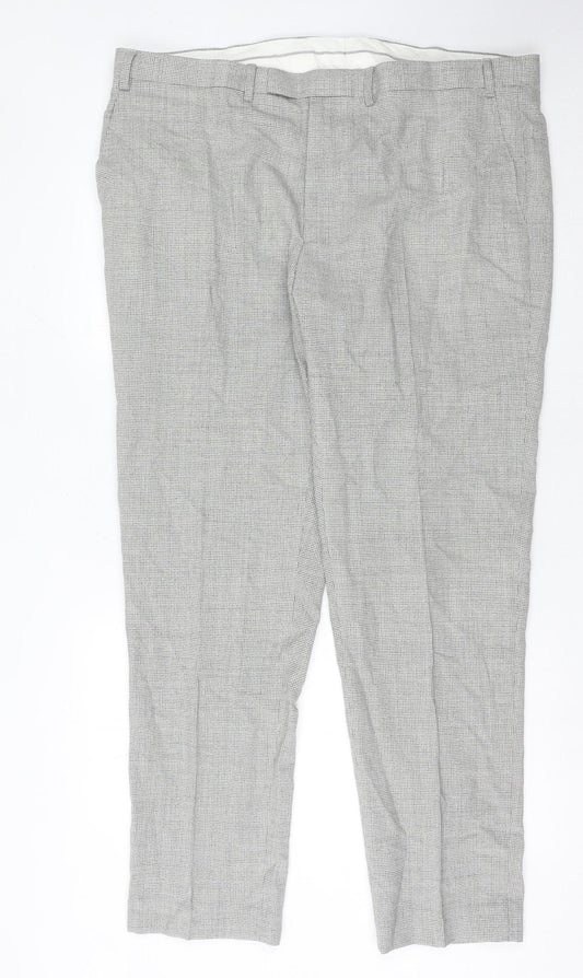 Marks and Spencer Men’s Grey Wool Check Dress Trousers 42W 33L