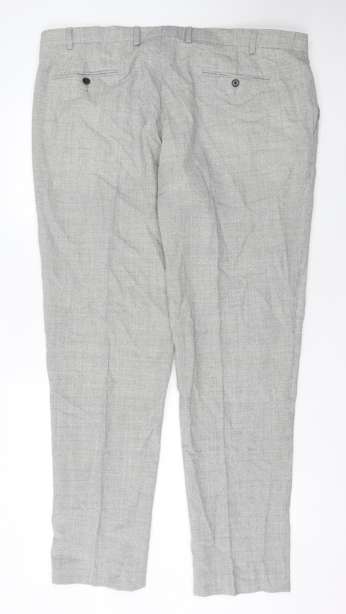 Marks and Spencer Men’s Grey Wool Check Dress Trousers 42W 33L