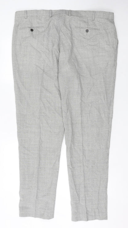 Marks and Spencer Men’s Grey Wool Check Dress Trousers 42W 33L