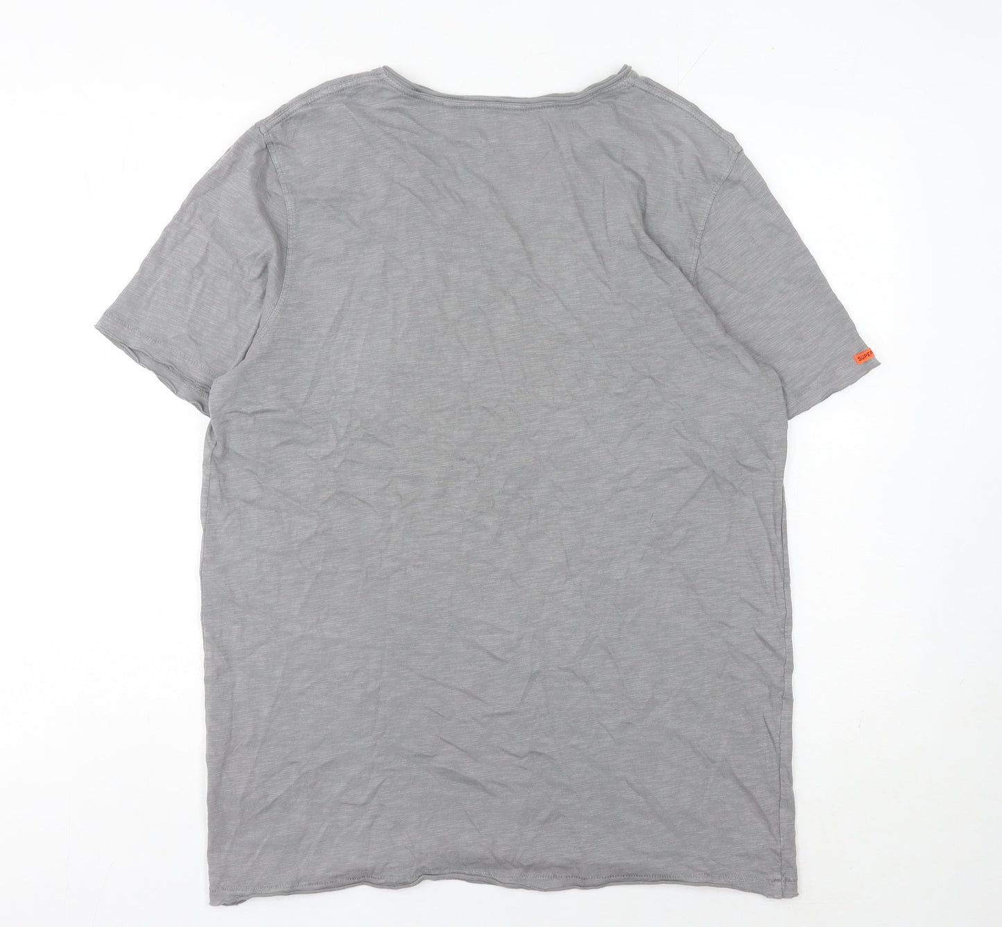 Superdry Men's Grey V-Neck Short Sleeve Jersey Cotton T-Shirt M