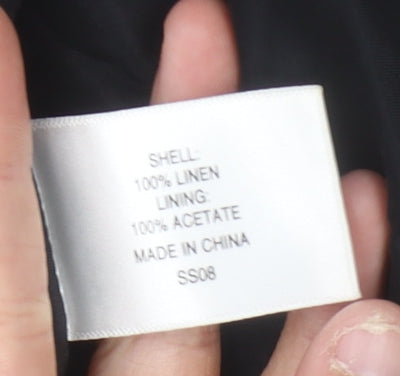 CC Women’s Black Animal Print Linen Flare Skirt Size 18 Knee Length