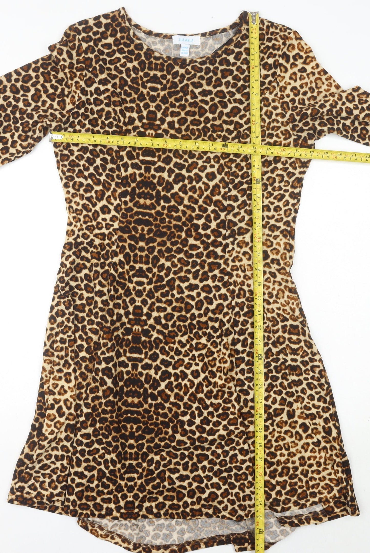 Blue Vanilla Women’s Brown Leopard Print A-Line Dress Size 14