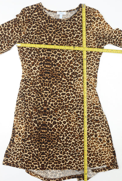 Blue Vanilla Women’s Brown Leopard Print A-Line Dress Size 14