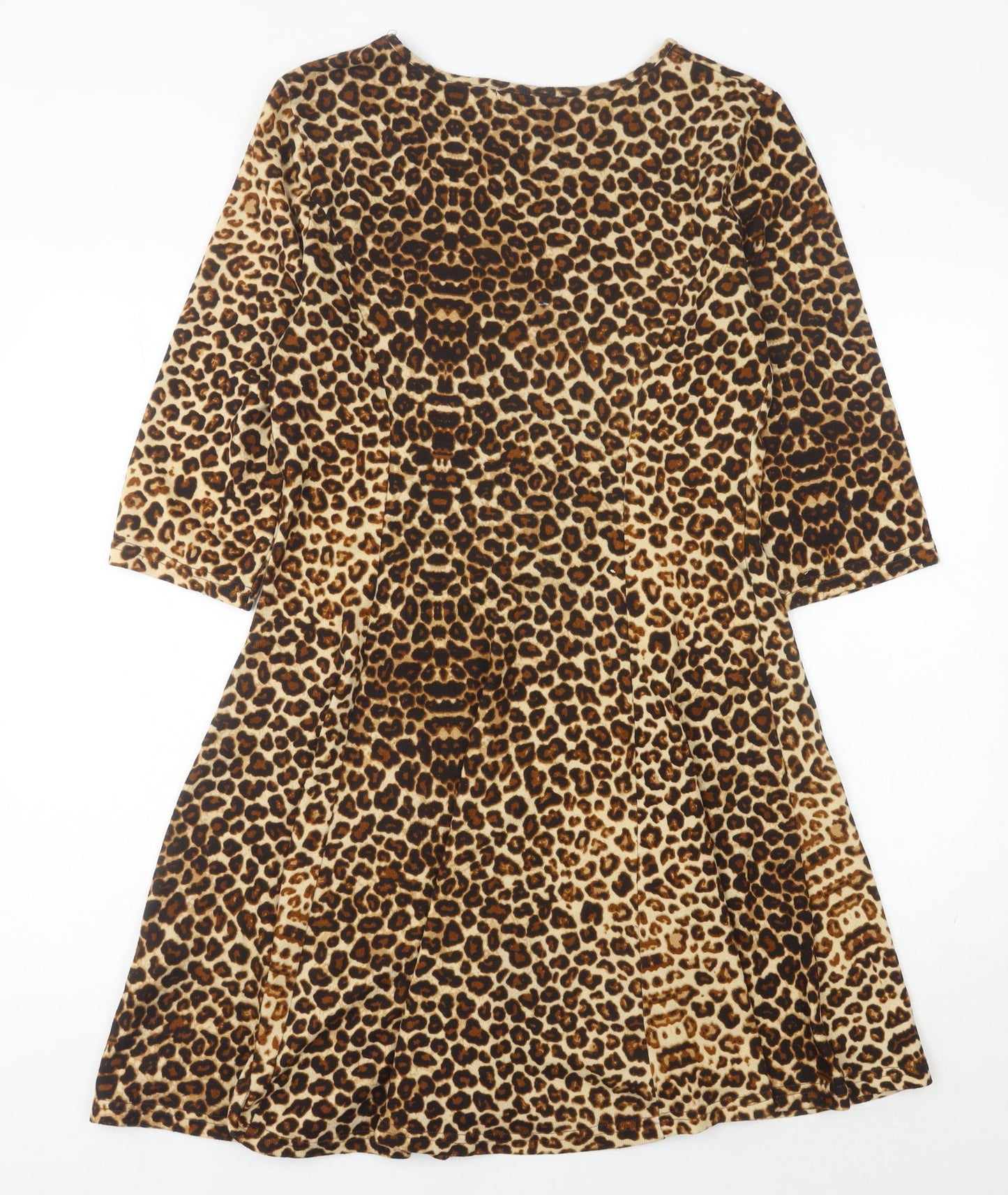 Blue Vanilla Women’s Brown Leopard Print A-Line Dress Size 14