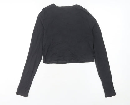 Womens UK Size S Pull & Bear Black Cropped T-Shirt