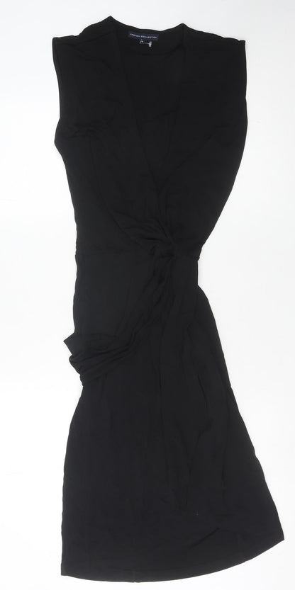 French Connection Women's Black Size 8 Knee Length Wrap Dress