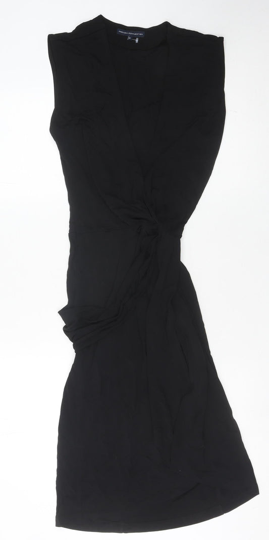French Connection Women's Black Size 8 Knee Length Wrap Dress