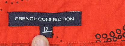 French Connection Women's Red Floral Cotton A-Line Skirt Size 12