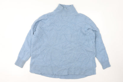 Hush Women's Blue Roll Neck Wool Jumper Size S Long Sleeve Knit