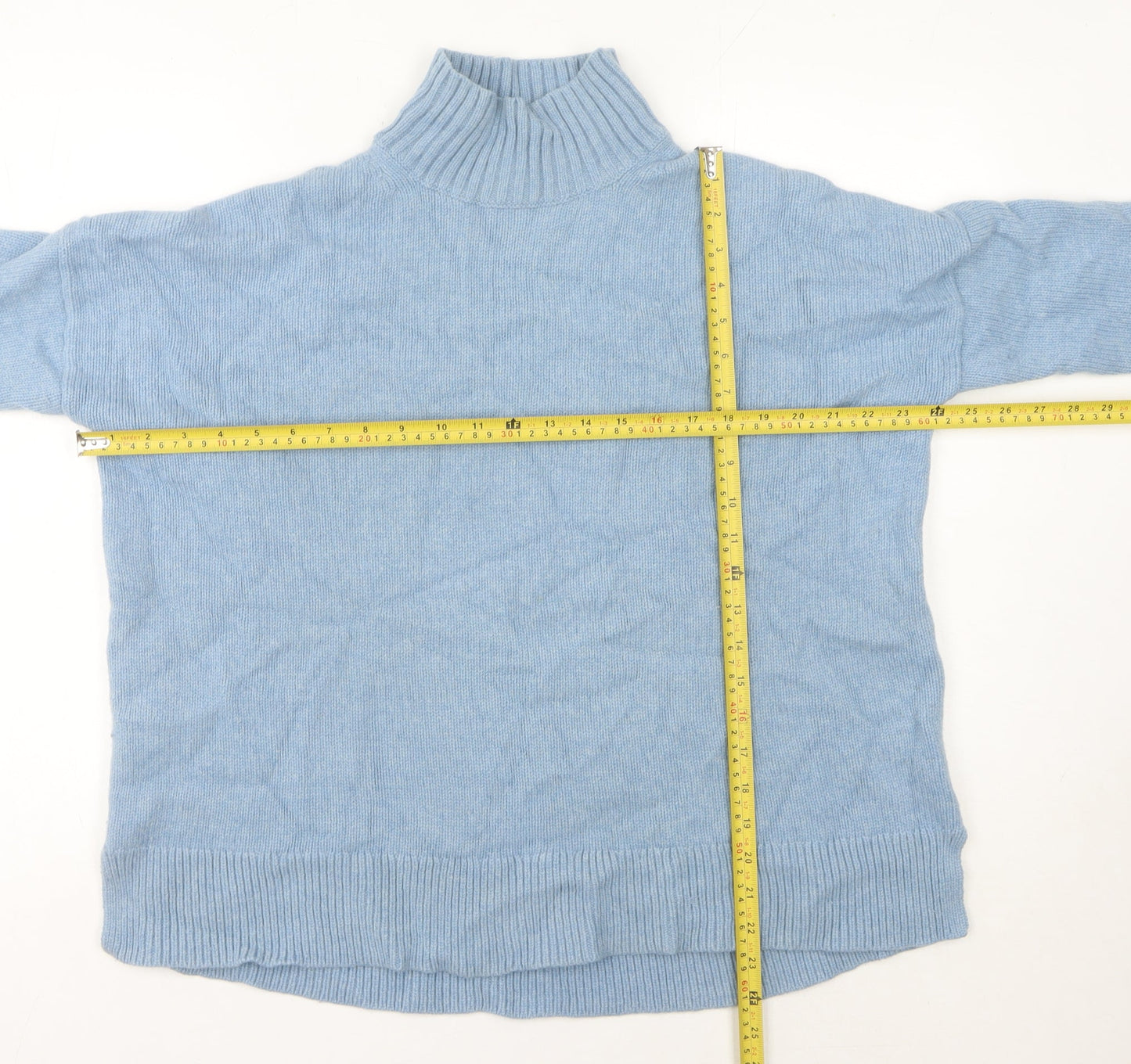 Hush Women's Blue Roll Neck Wool Jumper Size S Long Sleeve Knit