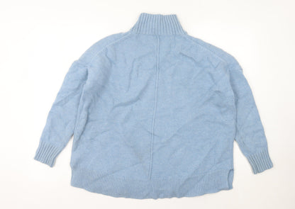 Hush Women's Blue Roll Neck Wool Jumper Size S Long Sleeve Knit