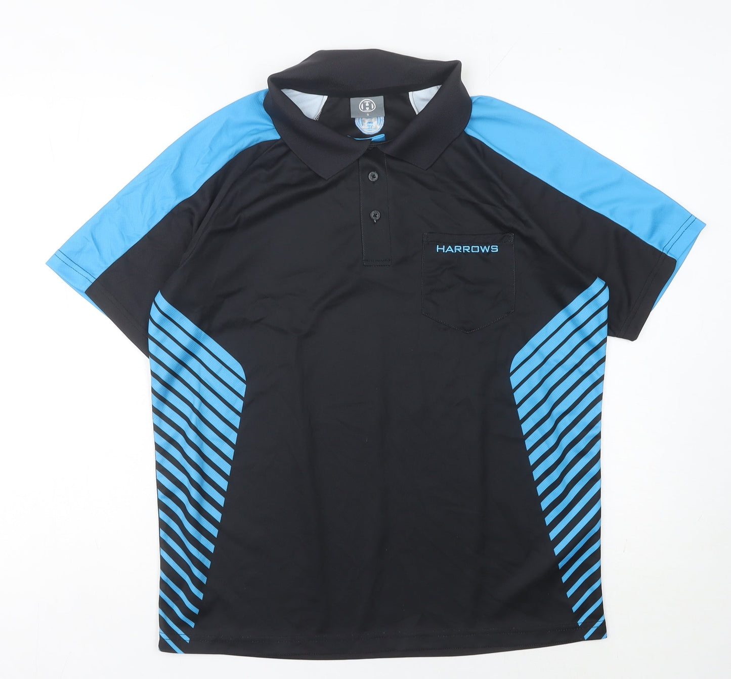Harrows Men's Black Blue S Polo Shirt Sports Raglan Moisture Wicking