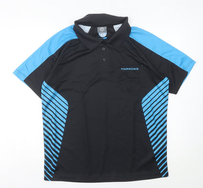 Harrows Men's Black Blue S Polo Shirt Sports Raglan Moisture Wicking
