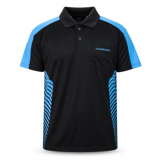 Harrows Men's Black Blue S Polo Shirt Sports Raglan Moisture Wicking