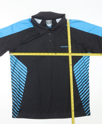Harrows Men's Black Blue S Polo Shirt Sports Raglan Moisture Wicking