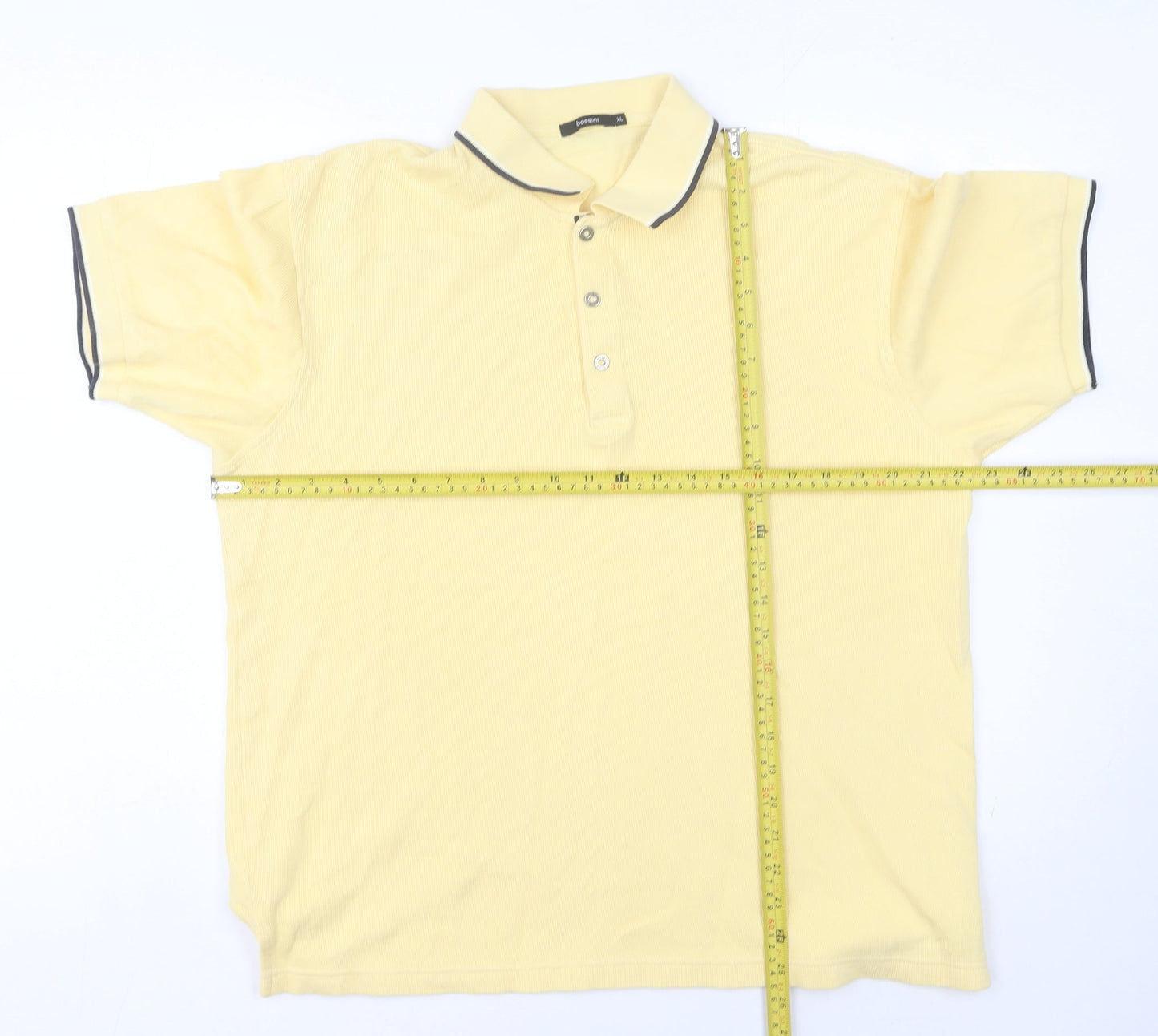 Bossini Men's Yellow XL Polo Shirt Short Sleeve 100% Cotton Casual