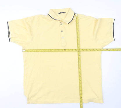 Bossini Men's Yellow XL Polo Shirt Short Sleeve 100% Cotton Casual