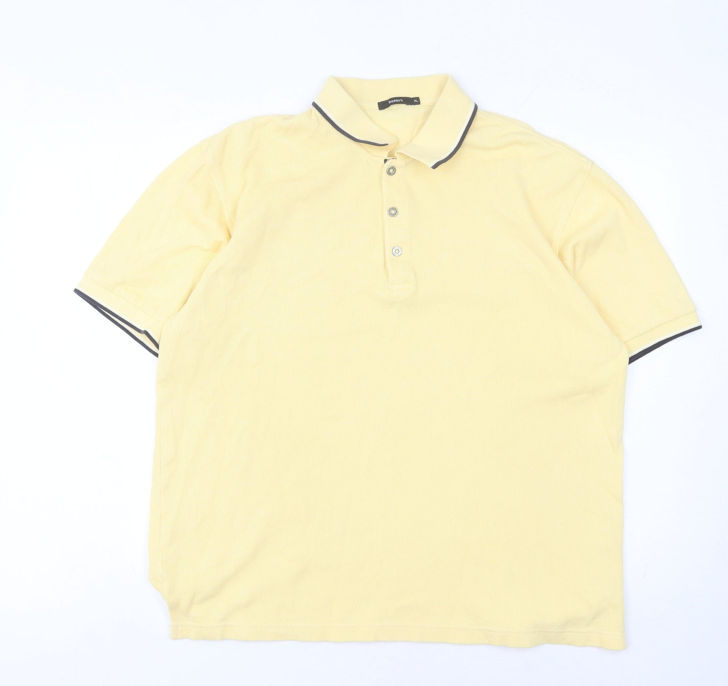 Bossini Men's Yellow XL Polo Shirt Short Sleeve 100% Cotton Casual