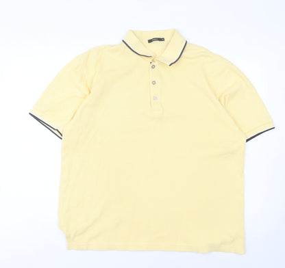 Bossini Men's Yellow XL Polo Shirt Short Sleeve 100% Cotton Casual