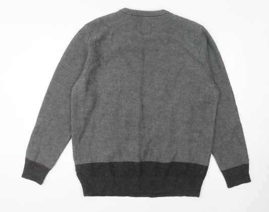 Guide London Men's Grey 2XL Cable-Knit Wool Blend Jumper