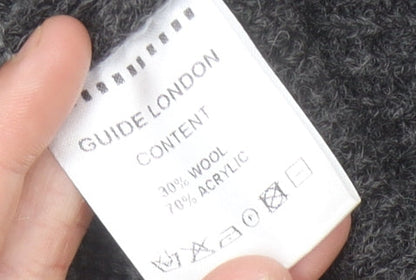 Guide London Men's Grey 2XL Cable-Knit Wool Blend Jumper