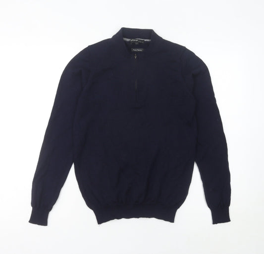 Marks and Spencer Men’s Navy Slim Fit Merino Wool 1/2 Zip Jumper S