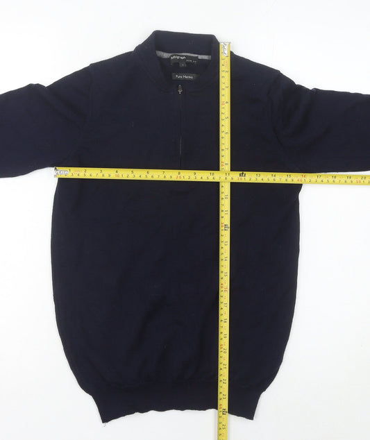 Marks and Spencer Men’s Navy Slim Fit Merino Wool 1/2 Zip Jumper S