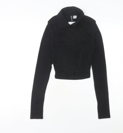 Womens UK Size 2XS H&M Divided Black Cropped Button-Up