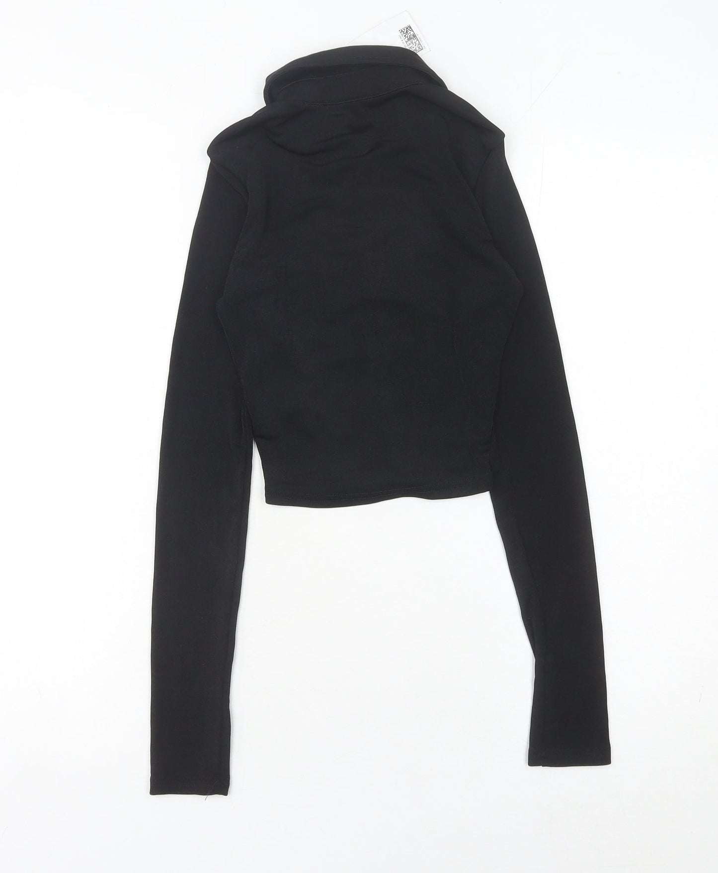 Womens UK Size 2XS H&M Divided Black Cropped Button-Up