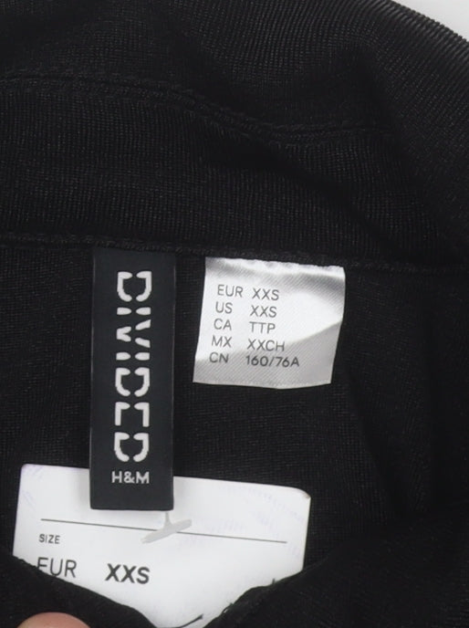 Womens UK Size 2XS H&M Divided Black Cropped Button-Up