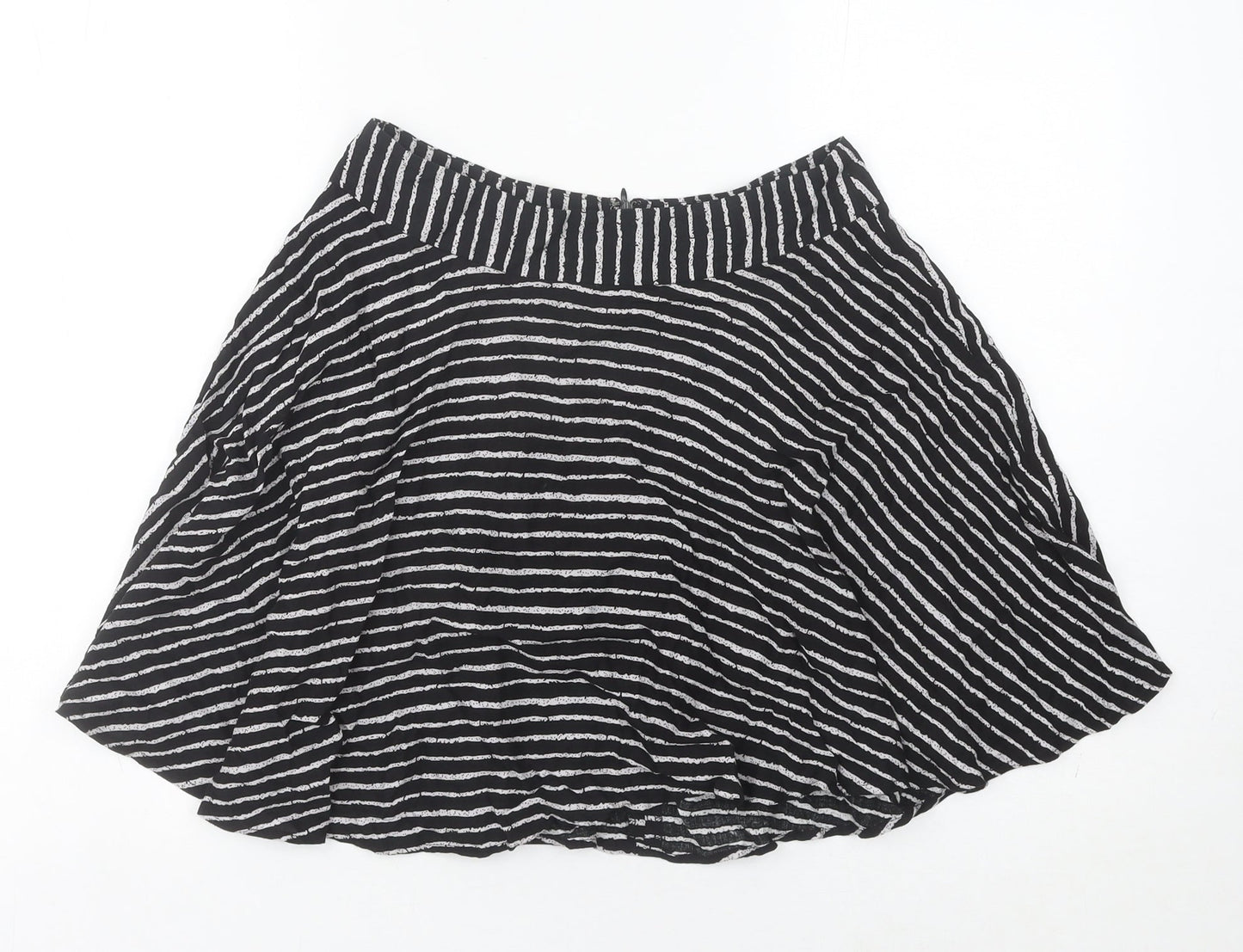 XXI Women’s Black Striped A-Line Short Skirt Size M Cotton Blend