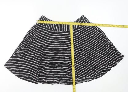 XXI Women’s Black Striped A-Line Short Skirt Size M Cotton Blend
