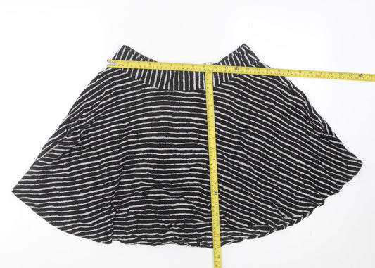 XXI Women’s Black Striped A-Line Short Skirt Size M Cotton Blend