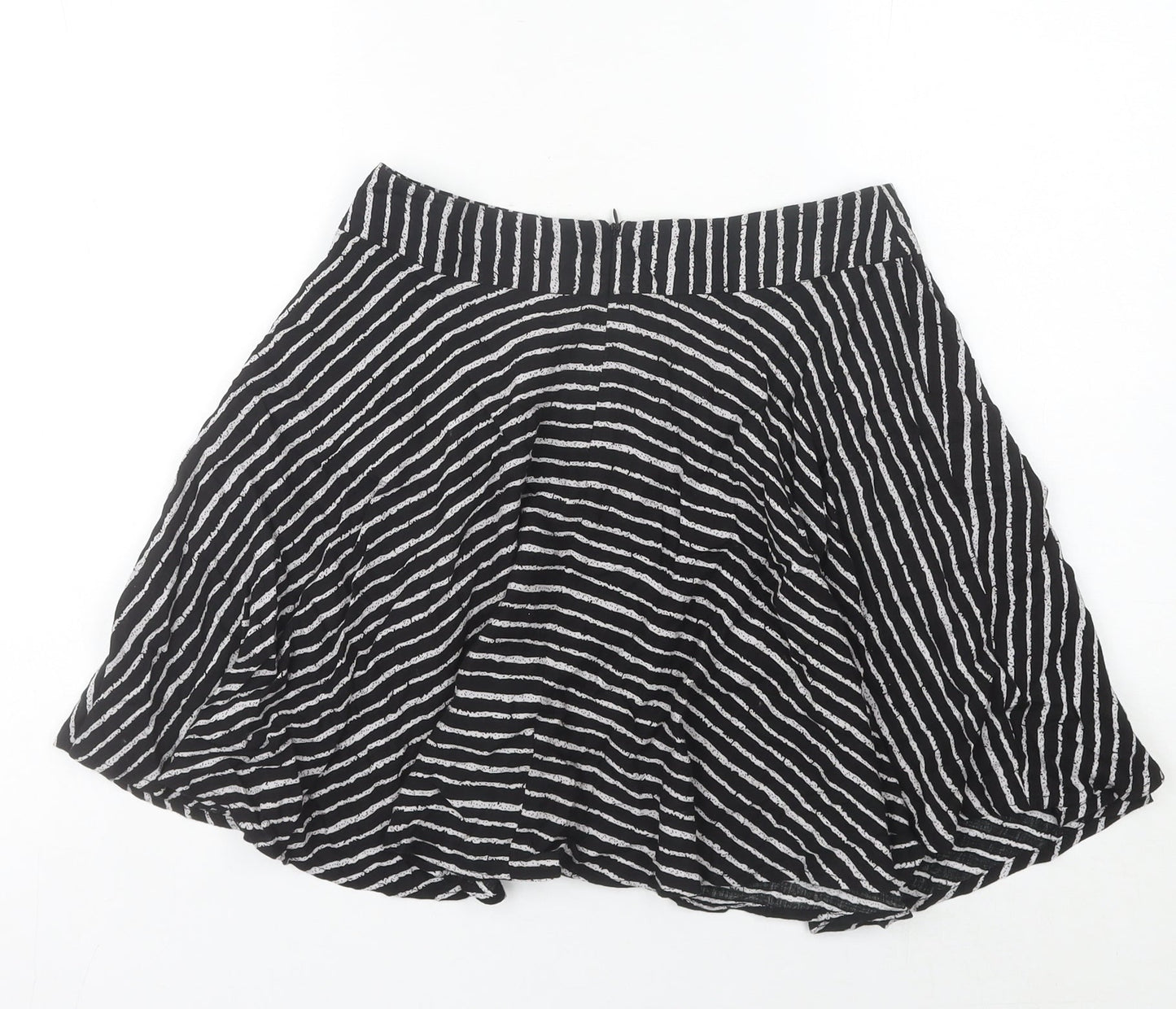 XXI Women’s Black Striped A-Line Short Skirt Size M Cotton Blend