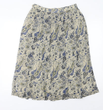 Geiger Women’s Beige Paisley A-Line Midi Skirt Size 14 Vintage Cotton