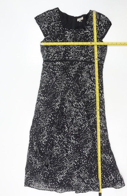 CC Petite Women's Black Geometric A-Line Knee Length Dress Size 10
