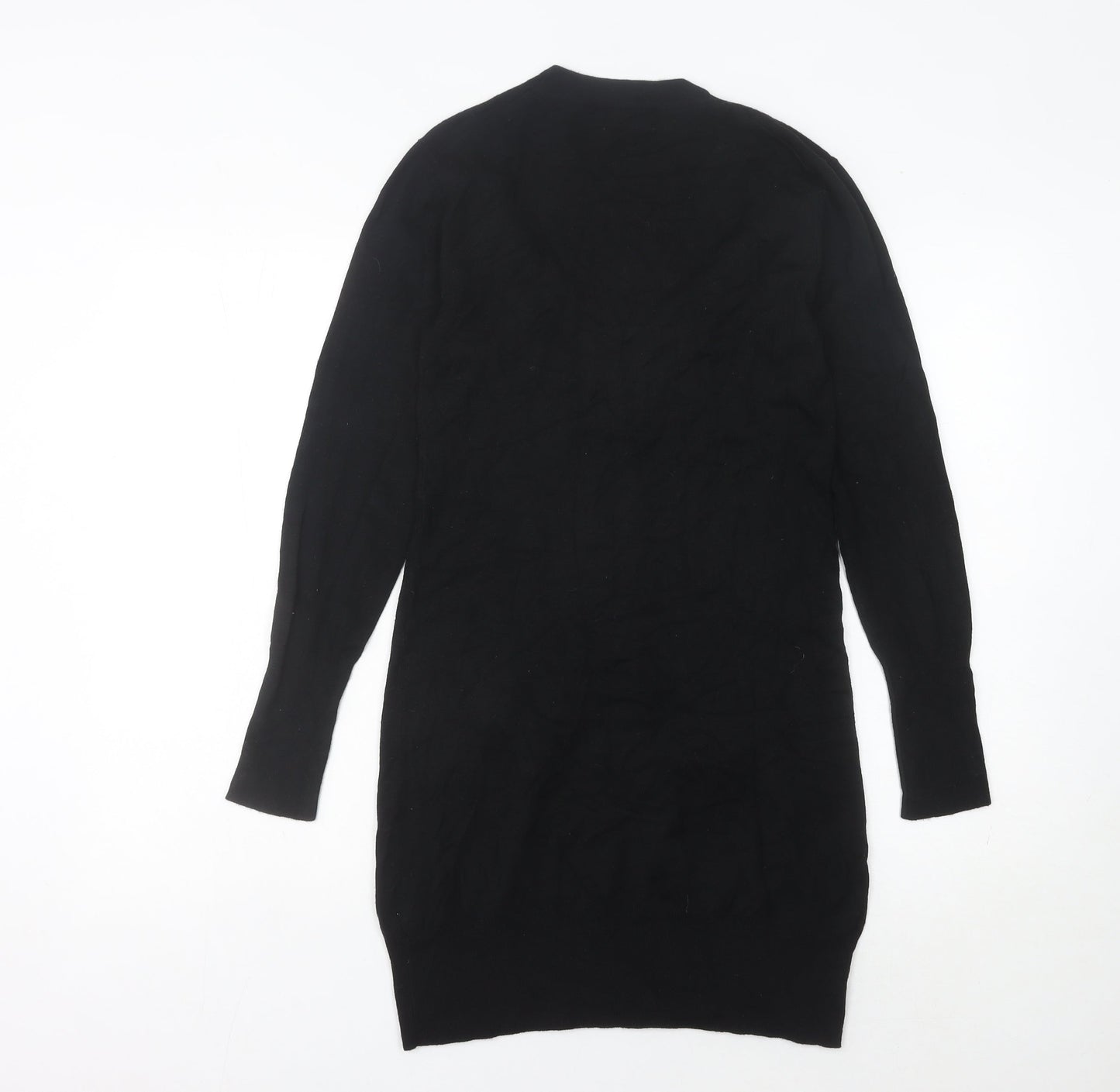 Alter London Women's Black S Jumper Dress Knee Length Knit V-Neck