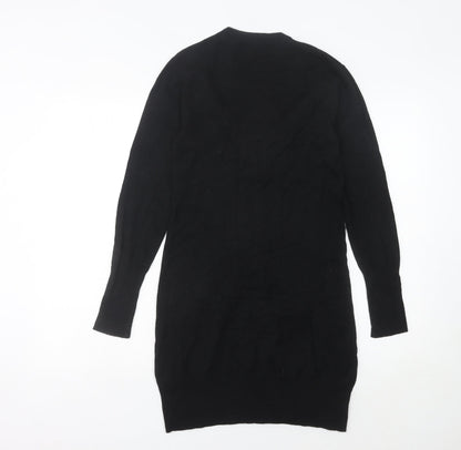 Alter London Women's Black S Jumper Dress Knee Length Knit V-Neck