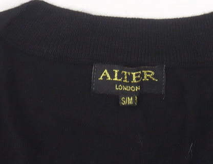 Alter London Women's Black S Jumper Dress Knee Length Knit V-Neck