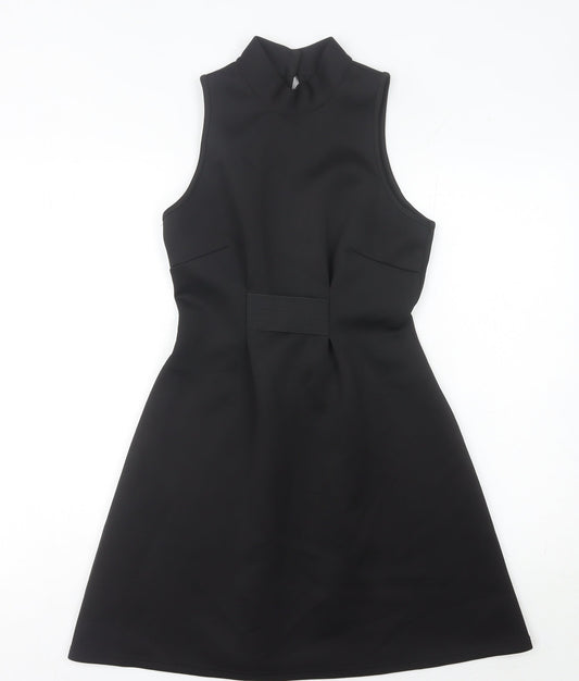 River Island Women’s Black Size 10 A-Line High Neck Sleeveless Dress