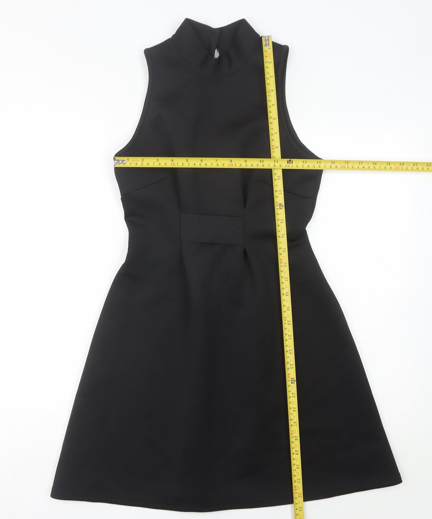 River Island Women’s Black Size 10 A-Line High Neck Sleeveless Dress