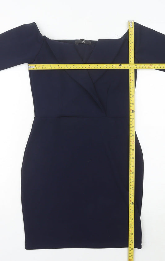 Missguided Women’s Blue Size 10 Bodycon Off Shoulder Party Dress