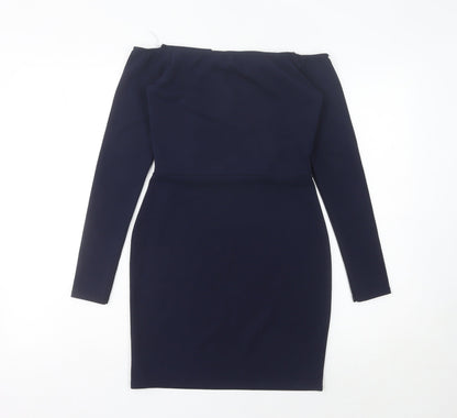 Missguided Women’s Blue Size 10 Bodycon Off Shoulder Party Dress