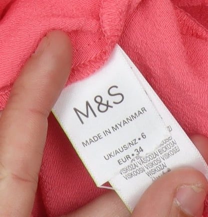 Womens UK Size 6 Marks and Spencer Pink Basic Blouse