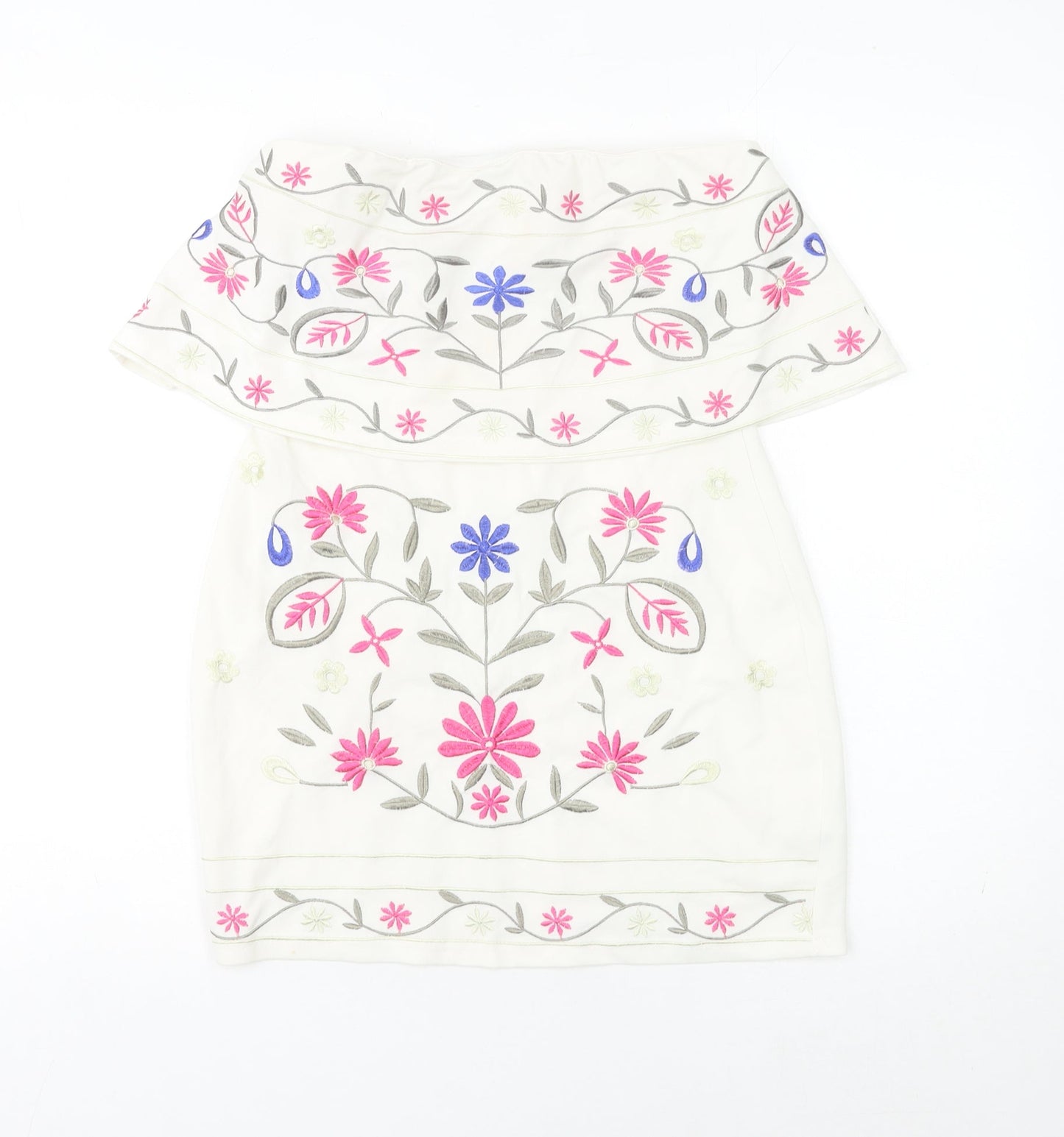 Parisian Women’s White Floral Embroidered Bodycon Dress Size 10
